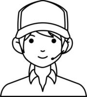 Delivery Woman shipping girl avatar User person people serviceLine Style vector