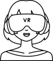 vr tecnología mujer niña avatar usuario persona social estilo 3dline vector