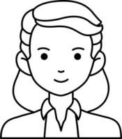 Gentlewoman Business woman avatar User person retro hairLine Style vector