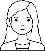 Woman girl avatar User person Curly hair black skin line with White Colored vector