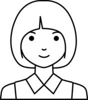 Woman girl avatar User person people bob short hair line with White Colored vector