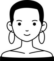 entrega mujer envío niña avatar usuario persona gente servicio semi sólido en blanco y negro vector