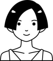 avatar usuario mujer niña persona gente rastas cabello semi sólido en blanco y negro vector