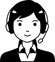 Business woman girl avatar User person people Straight hair Semi Solid Black and White vector
