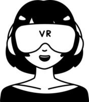 vr tecnología mujer niña avatar usuario persona social 3d semi sólido transparente vector