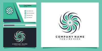 circle logo design with business card vector