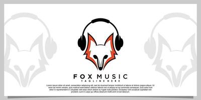 music logo design with head fox creative concept vector