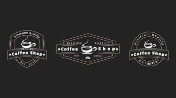 logotipos de cafeterías y conjunto de elementos de diseño de etiquetas. Ilustración de vector retro de objeto de café de estilo vintage.