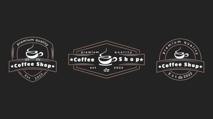 Coffee Shop Logos, and Label Design Elements set. Vintage style cafe object retro vector illustration.