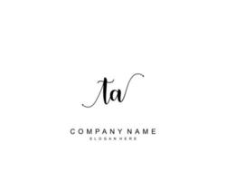 Initial TA beauty monogram and elegant logo design, handwriting logo of initial signature, wedding, fashion, floral and botanical with creative template. vector