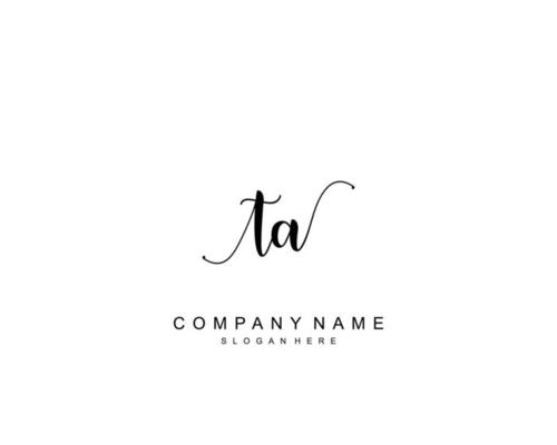 Initial TA beauty monogram and elegant logo design, handwriting logo of initial signature, wedding, fashion, floral and botanical with creative template.