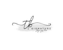 Initial TB beauty monogram and elegant logo design, handwriting logo of initial signature, wedding, fashion, floral and botanical with creative template. vector