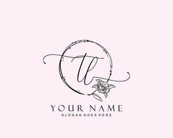 Initial TL beauty monogram and elegant logo design, handwriting logo of initial signature, wedding, fashion, floral and botanical with creative template. vector