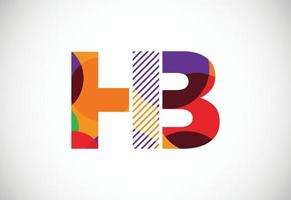 vector de diseño de logotipo colorido letra hb. logotipo moderno para la identidad visual de la empresa comercial en un estilo de arte polivinílico bajo