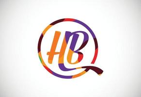 Colorful letter H B logo design vector. Modern logo for business company visual identity in low poly art style vector