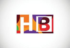 vector de diseño de logotipo colorido letra hb. logotipo moderno para la identidad visual de la empresa comercial en un estilo de arte polivinílico bajo