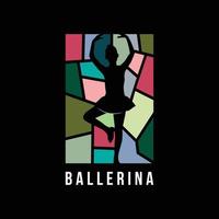 Ballerina logo design with mozaic concept vector