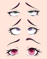 mirada amorosa, día de san valentín, ojos de anime, ojos de chica anime, vector de ojos de estilo anime, amor, ojos que brillan con amor