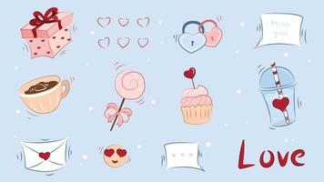 a set of elements for St. Valentine's Day, a set for St. Valentine's Day, a romantic set vector