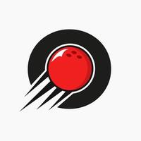 Initial Letter O Bowling Logo Concept With Moving Bowling Ball Icon. Bowling Sports Logotype Symbol Vector Template