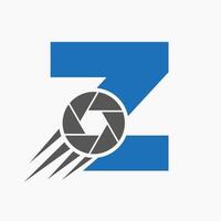 Letter Z Photography Logo Camera Lens Concept. Photography Camera Symbol Vector Template