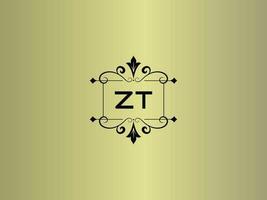 imagen de logotipo zt creativo, diseño de carta de lujo zt premium vector