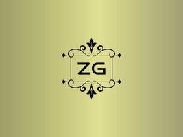imagen de logotipo zg creativo, diseño de letra de lujo zg premium vector