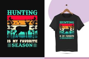 Hunting is my favorite season - Vintage color retro-style minimalist hunting t-shirt design template. Vector art design for the hunter.