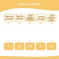 Count the images and match the answer. Printable math worksheet. Vector file.