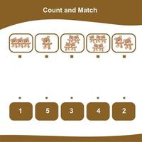 Count the images and match the answer. Printable math worksheet. Vector file.