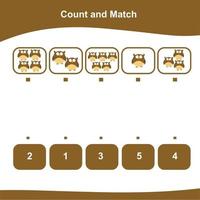 Count the images and match the answer. Printable math worksheet. Vector file.