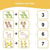 Count the images and match the answer. Printable math worksheet. Vector file.