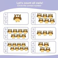 Count the images and match the answer. Printable math worksheet. Vector file.