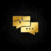 Debate, cardiogram, talk, bubble gold icon. Vector illustration of golden particle background. Gold vector icon