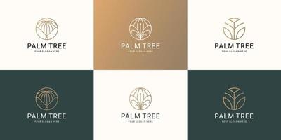 set of minimalist palm tree logo design. vector