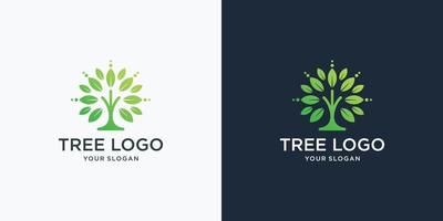 diseño de icono de logotipo de árbol. símbolo natural de la planta de jardín rama del árbol de la vida con hojas y tarjeta de visita vector