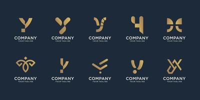 set of abstract y logo design. icon set letter y mega bundle for business of company. vector