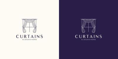 curtains logo design inspiration. symbol of curtains with mono line style concept. vector