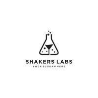 shakers labs bottle and glass alcohol logo design vector