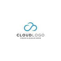 Minimalist cloud line art blue icon logo design vector illustration