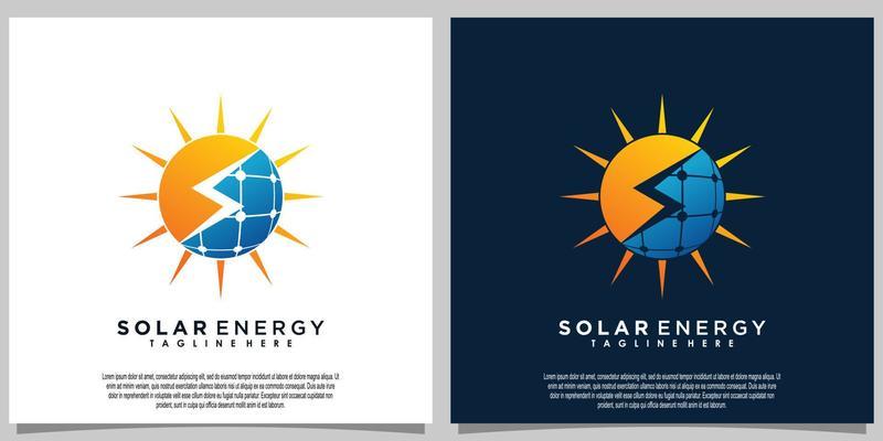 sun solar energy logo design with solar panel tech