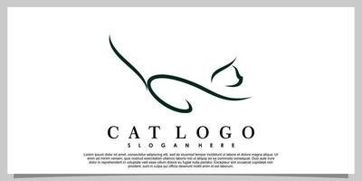 diseño de logotipo de gato abstracto con ilustración de boceto tribal vector