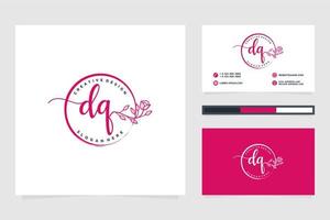 Initial DQ Feminine logo collections and business card templat Premium Vector