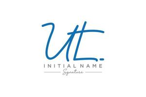 Initial UT signature logo template vector. Hand drawn Calligraphy lettering Vector illustration.