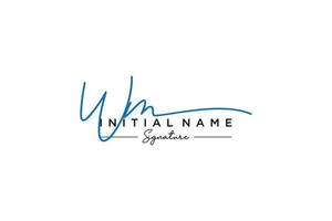 Initial WM signature logo template vector. Hand drawn Calligraphy lettering Vector illustration.