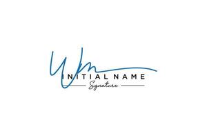 Initial WM signature logo template vector. Hand drawn Calligraphy lettering Vector illustration.