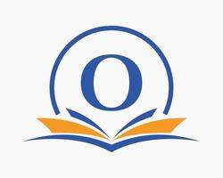 Letter O Education Logo Book Concept. Training Career Sign, University, Academy Graduation Logo Template Design vector