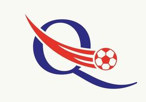 Logotipo de fútbol de letra q. símbolo del club de fútbol concepto de icono del equipo de fútbol vector