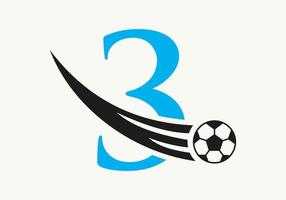 Logotipo de fútbol de la letra 3. símbolo del club de fútbol concepto de icono del equipo de fútbol vector