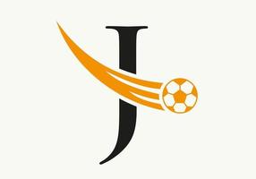Logotipo de fútbol de letra j. símbolo del club de fútbol concepto de icono del equipo de fútbol vector